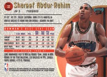1997-98 Bowman's Best - Atomic Refractors #32 Shareef Abdur-Rahim Back
