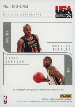 2019-20 Panini Eminence - USA Basketball Dual Autographs #USD-CMJ Charles Barkley / Magic Johnson Back