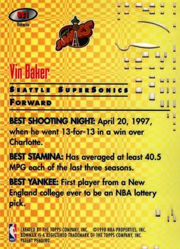 1997-98 Bowman's Best - Best Cuts Refractors #BC1 Vin Baker Back