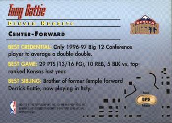 1997-98 Bowman's Best - Picks Atomic Refractors #BP6 Tony Battie Back