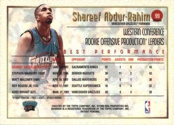 1997-98 Bowman's Best - Refractors #99 Shareef Abdur-Rahim Back
