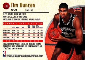 1997-98 Bowman's Best - Refractors #106 Tim Duncan Back
