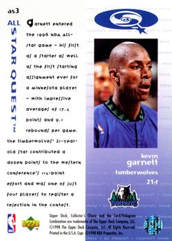 1997-98 Collector's Choice - All StarQuest #AS3 Kevin Garnett Back