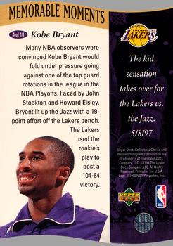 1997-98 Collector's Choice - Memorable Moments #4 Kobe Bryant Back