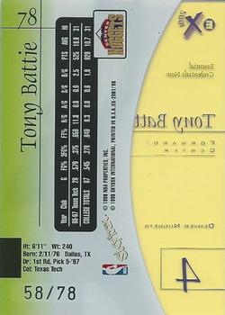 1997-98 E-X2001 - Essential Credentials Now #78 Tony Battie Back