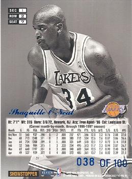 1997-98 Flair Showcase - Legacy Collection Row 2 #7 Shaquille O'Neal Back