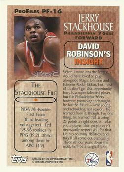 1996-97 Topps - ProFiles #PF-16 Jerry Stackhouse Back
