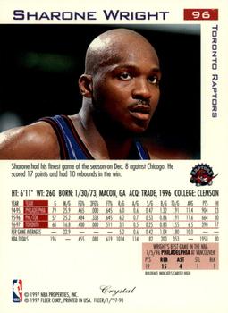 1997-98 Fleer - Traditions Crystal #96 Sharone Wright Back