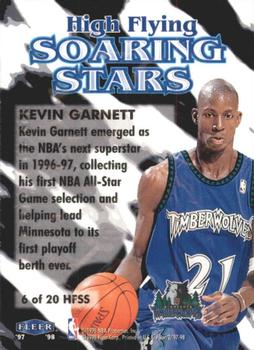 1997-98 Fleer - High Flying Soaring Stars #6 HFSS Kevin Garnett Back