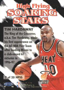 1997-98 Fleer - High Flying Soaring Stars #7 HFSS Tim Hardaway Back