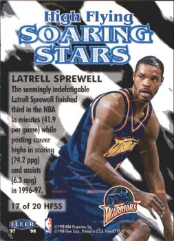 1997-98 Fleer - High Flying Soaring Stars #17 HFSS Latrell Sprewell Back