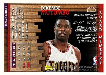 1996-97 Topps - Season's Best #8 Dikembe Mutombo Back