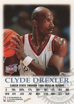 1997-98 SkyBox Premium - Autographics #NNO Clyde Drexler Back