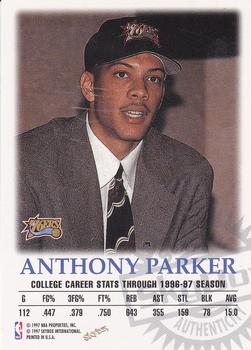 1997-98 SkyBox Premium - Autographics #NNO Anthony Parker Back