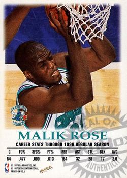1997-98 SkyBox Premium - Autographics #NNO Malik Rose Back