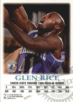 1997-98 SkyBox Premium - Autographics Century Marks #NNO Glen Rice Back