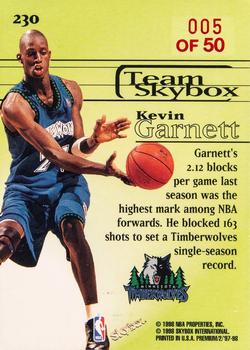 1997-98 SkyBox Premium - Star Rubies #230 Kevin Garnett Back