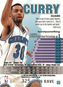 1997-98 SkyBox Z-Force - Rave #65 Dell Curry Back