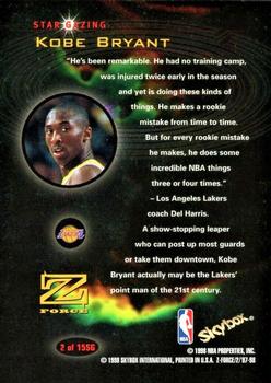1997-98 SkyBox Z-Force - Star Gazing #2 SG Kobe Bryant Back
