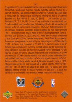 1997-98 SP Authentic - Authentics Redemptions #SK2 Shawn Kemp Back