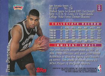 1997-98 Stadium Club - First Day Issue #201 Tim Duncan Back