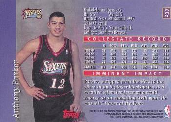 1997-98 Stadium Club - First Day Issue #237 Anthony Parker Back