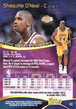 1997-98 Stadium Club - One of a Kind #43 Shaquille O'Neal Back