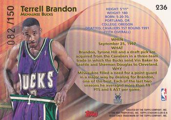 1997-98 Stadium Club - One of a Kind #236 Terrell Brandon Back