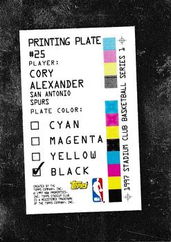 1997-98 Stadium Club - Printing Plates Black #25 Cory Alexander Back