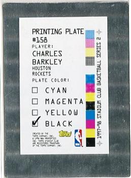 1997-98 Stadium Club - Printing Plates Black #158 Charles Barkley Back