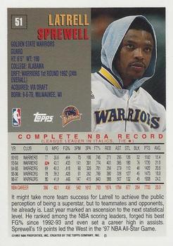 1997-98 Topps - Minted in Springfield #51 Latrell Sprewell Back