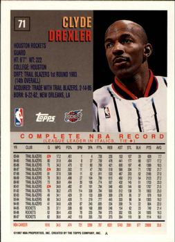 1997-98 Topps - Minted in Springfield #71 Clyde Drexler Back