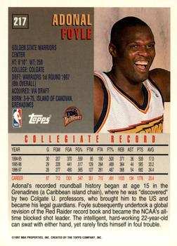 1997-98 Topps - Minted in Springfield #217 Adonal Foyle Back