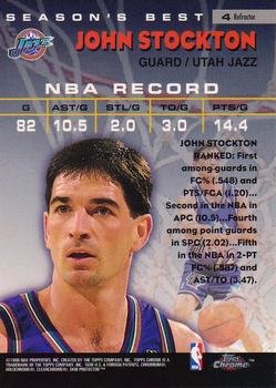 1997-98 Topps Chrome - Season's Best Refractors #4 John Stockton Back