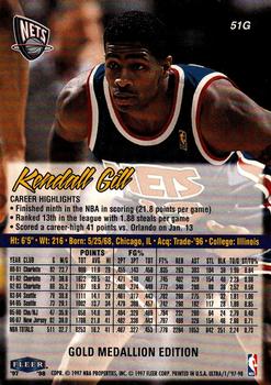 1997-98 Ultra - Gold Medallion #51G Kendall Gill Back