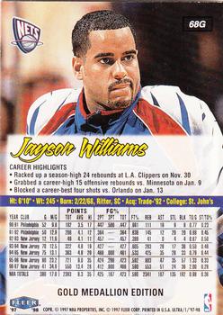 1997-98 Ultra - Gold Medallion #68G Jayson Williams Back