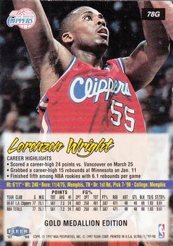 1997-98 Ultra - Gold Medallion #78G Lorenzen Wright Back