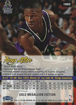 1997-98 Ultra - Gold Medallion #106G Ray Allen Back