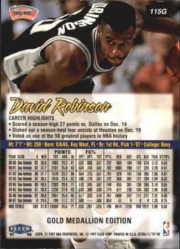 1997-98 Ultra - Gold Medallion #115G David Robinson Back