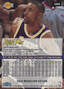 1997-98 Ultra - Gold Medallion #180G Rick Fox Back