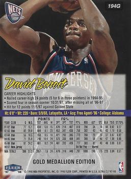 1997-98 Ultra - Gold Medallion #194G David Benoit Back
