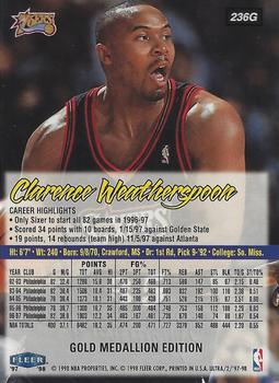 1997-98 Ultra - Gold Medallion #236G Clarence Weatherspoon Back
