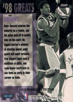 1997-98 Ultra - Gold Medallion #252G Kobe Bryant Back