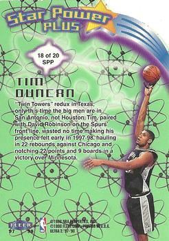 1997-98 Ultra - Star Power Plus #18 SPP Tim Duncan Back