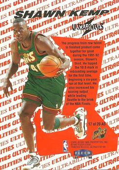 1997-98 Ultra - Ultrabilities All-Star #17 AS Shawn Kemp Back