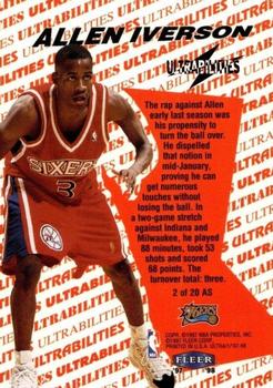 1997-98 Ultra - Ultrabilities All-Star #2 AS Allen Iverson Back