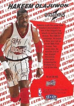 1997-98 Ultra - Ultrabilities All-Star #18 AS Hakeem Olajuwon Back