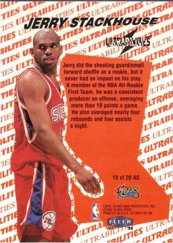 1997-98 Ultra - Ultrabilities All-Star #19 AS Jerry Stackhouse Back