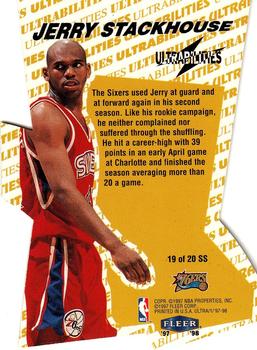1997-98 Ultra - Ultrabilities Superstar #19 SS Jerry Stackhouse Back