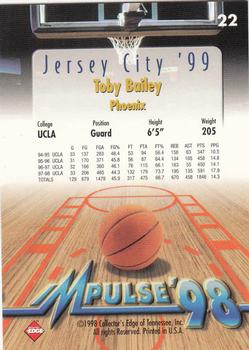 1998 Collector's Edge Impulse - Jersey City '99 #22 Toby Bailey Back